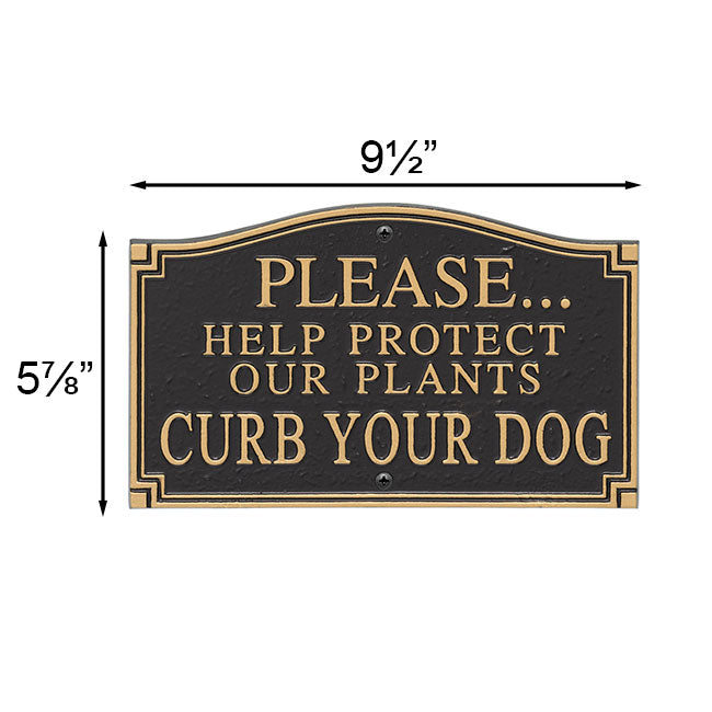 Whitehall Protect Our Plants Curb Your Dog Plaque, Blk/Gld