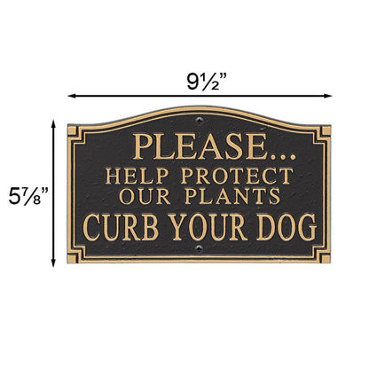 Whitehall Protect Our Plants Curb Your Dog Plaque, Blk/Gld