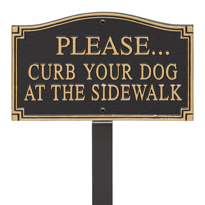 Whitehall Please Curb Your Dog at Sidewalk Plaque, Blk/Gld