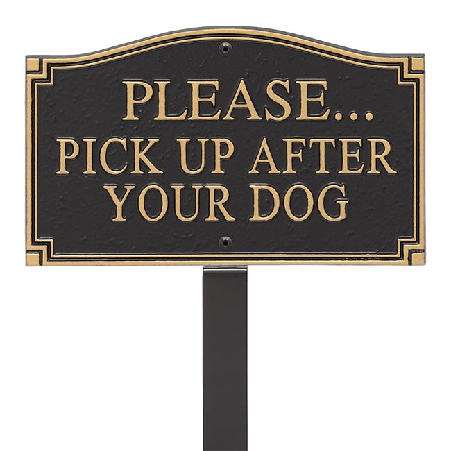 Whitehall Please Pick Up After Your Dog Plaque, Black/Gold