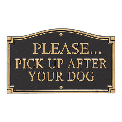 Whitehall Please Pick Up After Your Dog Plaque, Black/Gold