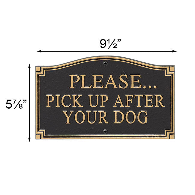 Whitehall Please Pick Up After Your Dog Plaque, Black/Gold