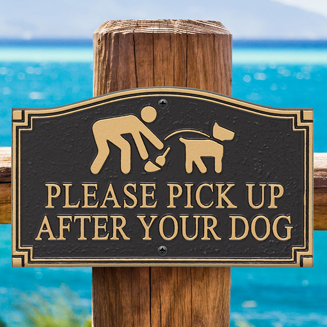 Whitehall Pick Up After Your Dog Graphic Plaque, Black/Gold