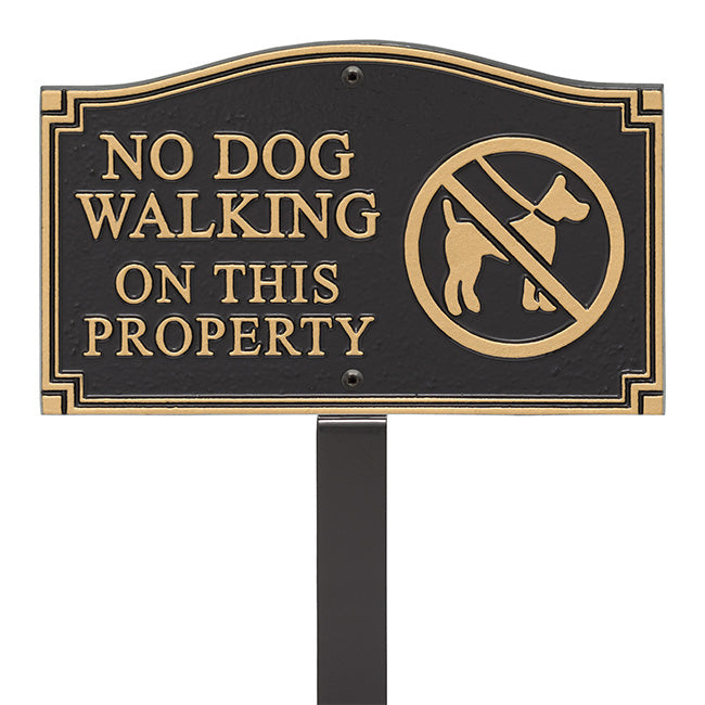 Whitehall No Dog Walking Plaque with Graphic, Black/Gold