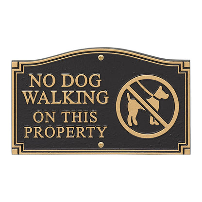 Whitehall No Dog Walking Plaque with Graphic, Black/Gold