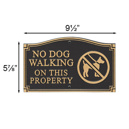 Whitehall No Dog Walking Plaque with Graphic, Black/Gold