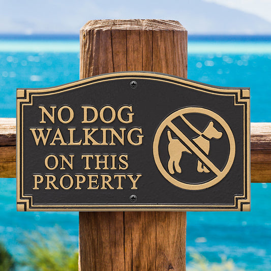 Whitehall No Dog Walking Plaque with Graphic, Black/Gold