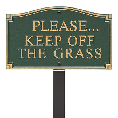 Whitehall Please Keep Off The Grass Plaque, Green/Gold