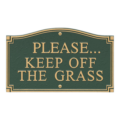 Whitehall Please Keep Off The Grass Plaque, Green/Gold