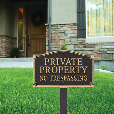 Whitehall Private Property No Trespassing Plaque, Black/Gold