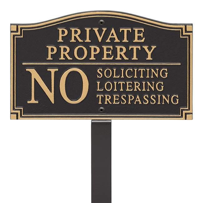 Whitehall No Soliciting Loitering Trespassing Plaque, Black