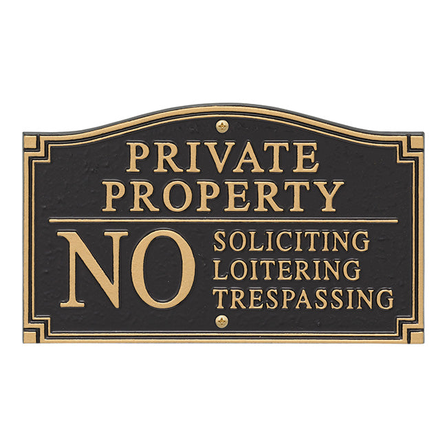 Whitehall No Soliciting Loitering Trespassing Plaque, Black