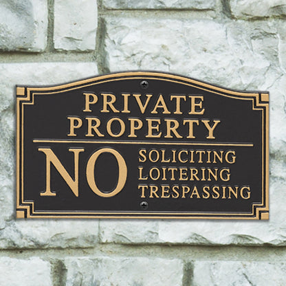 Whitehall No Soliciting Loitering Trespassing Plaque, Black