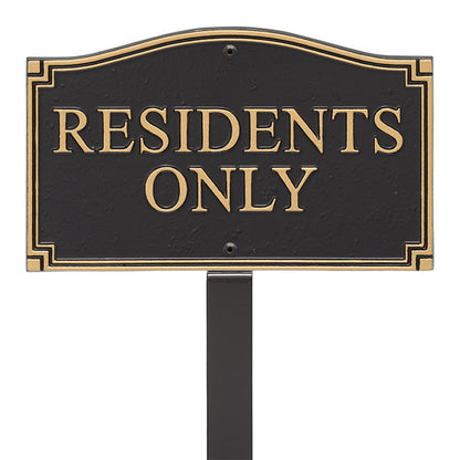 Whitehall Residents Only Plaque, Black/Gold