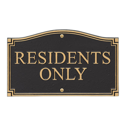 Whitehall Residents Only Plaque, Black/Gold