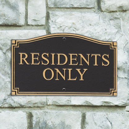 Whitehall Residents Only Plaque, Black/Gold