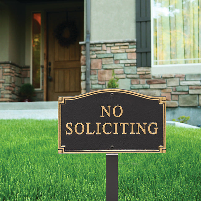 Whitehall No Soliciting Plaque, Black/Gold