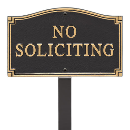 Whitehall No Soliciting Plaque, Black/Gold