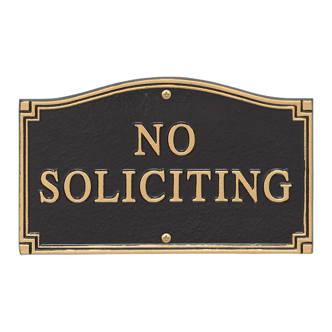 Whitehall No Soliciting Plaque, Black/Gold