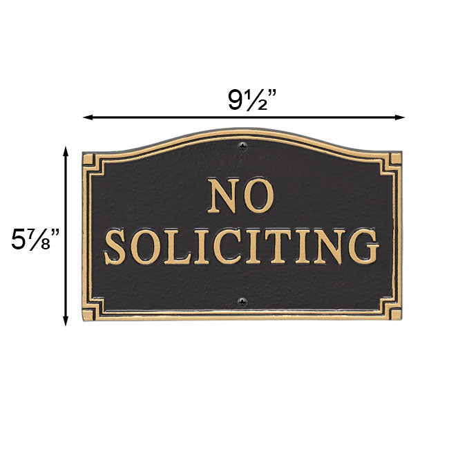 Whitehall No Soliciting Plaque, Black/Gold