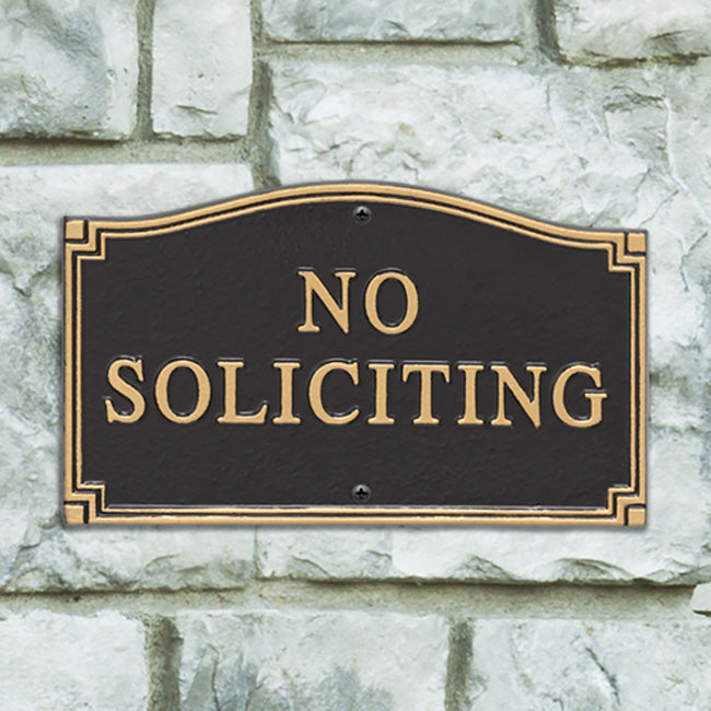 Whitehall No Soliciting Plaque, Black/Gold