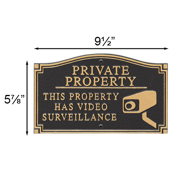 Whitehall No Trespassing Plaque with Graphic, Black/Gold