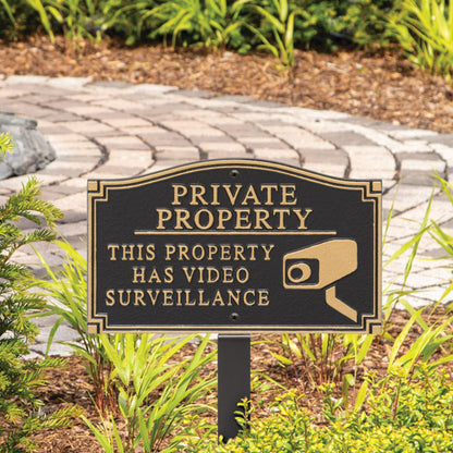 Whitehall Private Property Plaque with Graphic, Black/Gold