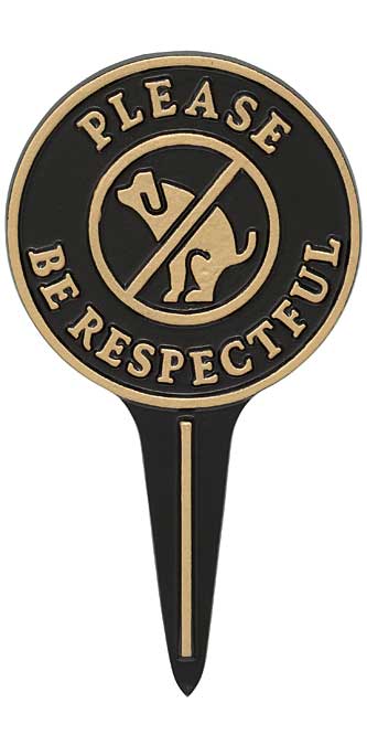 Whitehall Please Be Respectful Dog Lawn Marker, Black/Gold