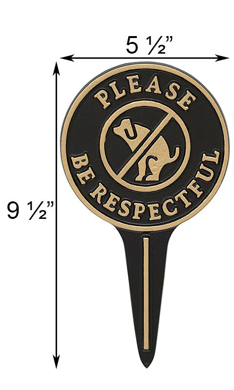 Whitehall Please Be Respectful Dog Lawn Marker, Black/Gold