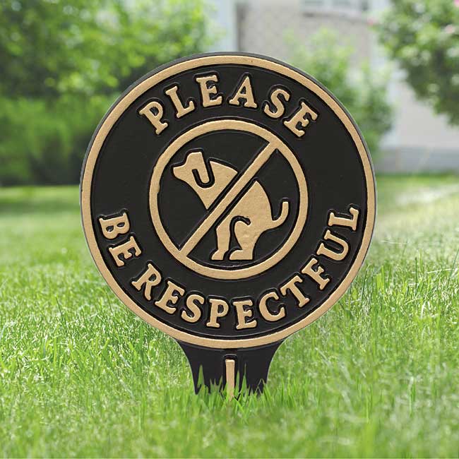 Whitehall Please Be Respectful Dog Lawn Marker, Black/Gold