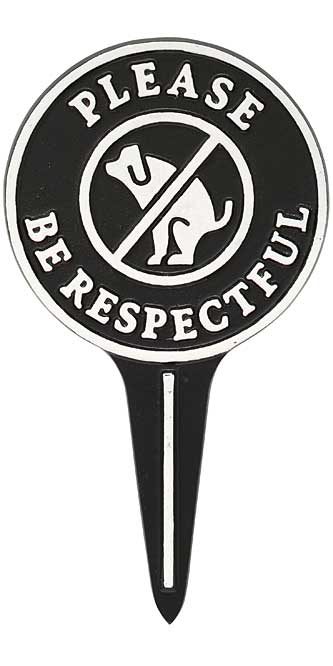 Whitehall Please Be Respectful Dog Lawn Marker, Black/White