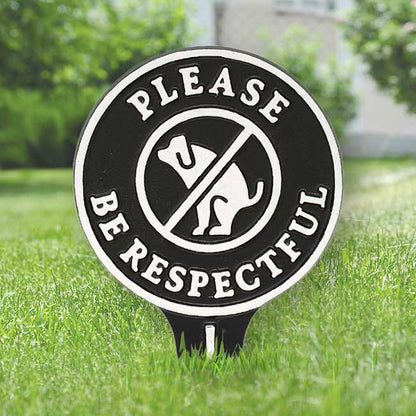 Whitehall Please Be Respectful Dog Lawn Marker, Black/White