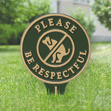 Whitehall Please Be Respectful Dog Lawn Marker, Green/Gold