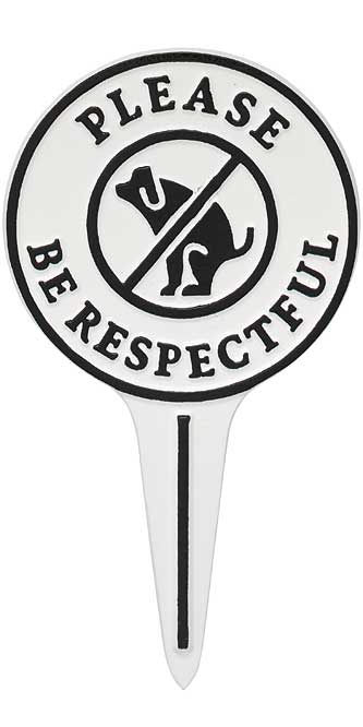 Whitehall Please Be Respectful Dog Lawn Marker, White/Black