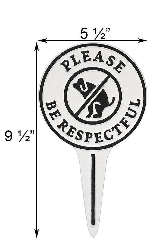 Whitehall Please Be Respectful Dog Lawn Marker, White/Black