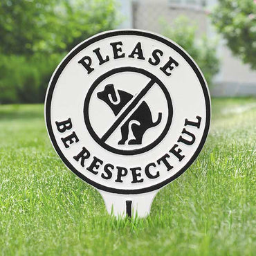 Whitehall Please Be Respectful Dog Lawn Marker, White/Black