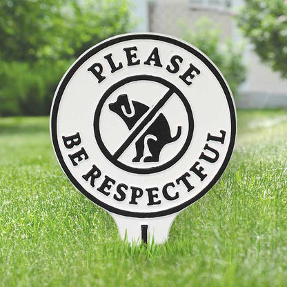 Whitehall Please Be Respectful Dog Lawn Marker, White/Black