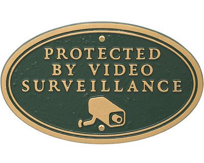 Whitehall Surveillance Camera Statement Plaque, Green/Gold