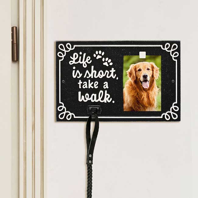 Whitehall "Life is Short, Take a Walk" Plaque w/ Hook, Black