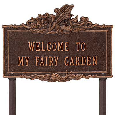 Whitehall Welcome to My Fairy Garden Lawn Marker, Ant. Cppr