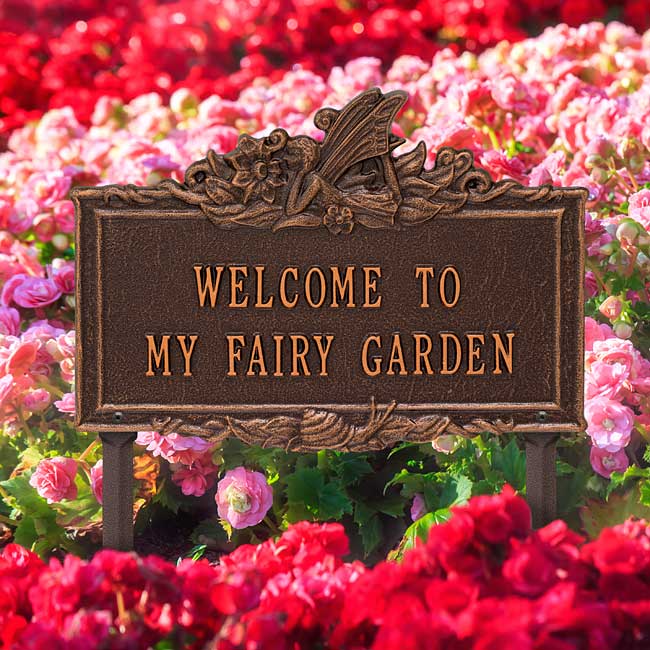 Whitehall Welcome to My Fairy Garden Lawn Marker, Ant. Cppr