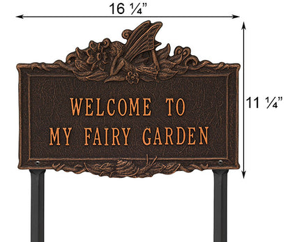 Whitehall Welcome to My Fairy Garden Lawn Marker, Rub Bronze