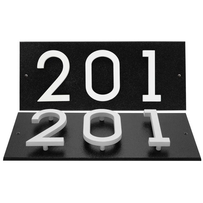 Whitehall Stand-Off Horizontal Sign, Black/White, 3 Digits