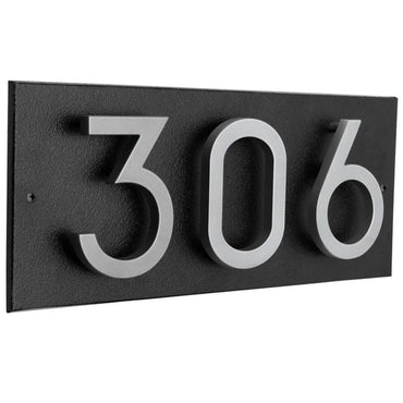 Whitehall Stand-Off Horizontal Sign, Black/Silver, 3 Digits
