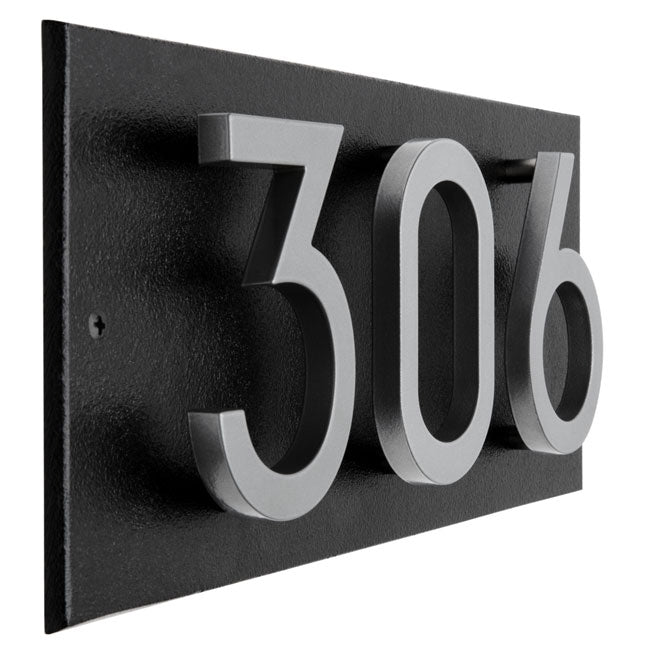 Whitehall Stand-Off Horizontal Sign, Black/Silver, 3 Digits