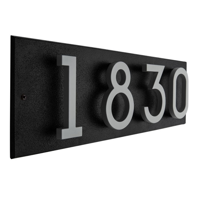Whitehall Stand-Off Horizontal Sign, Black/Silver, 4 Digits