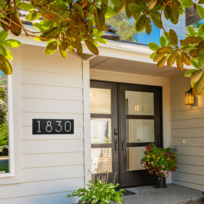 Whitehall Stand-Off Horizontal Sign, Black/Silver, 4 Digits