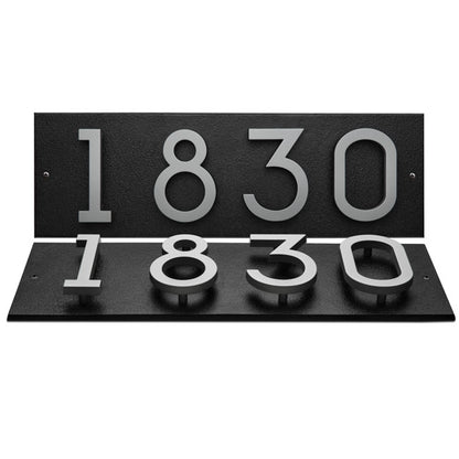 Whitehall Stand-Off Horizontal Sign, Black/Silver, 4 Digits