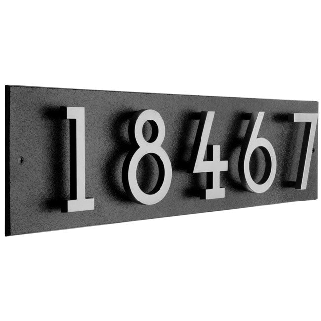 Whitehall Stand-Off Horizontal Sign, Black/Silver, 5 Digits