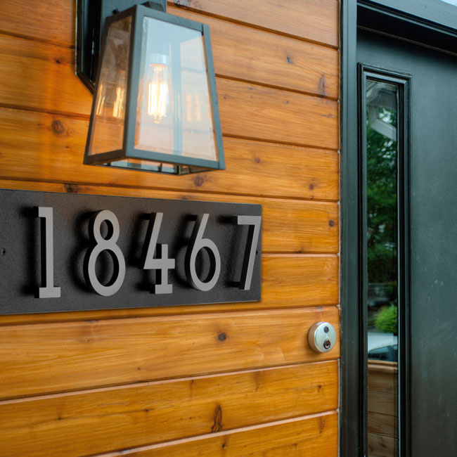 Whitehall Stand-Off Horizontal Sign, Black/Silver, 5 Digits